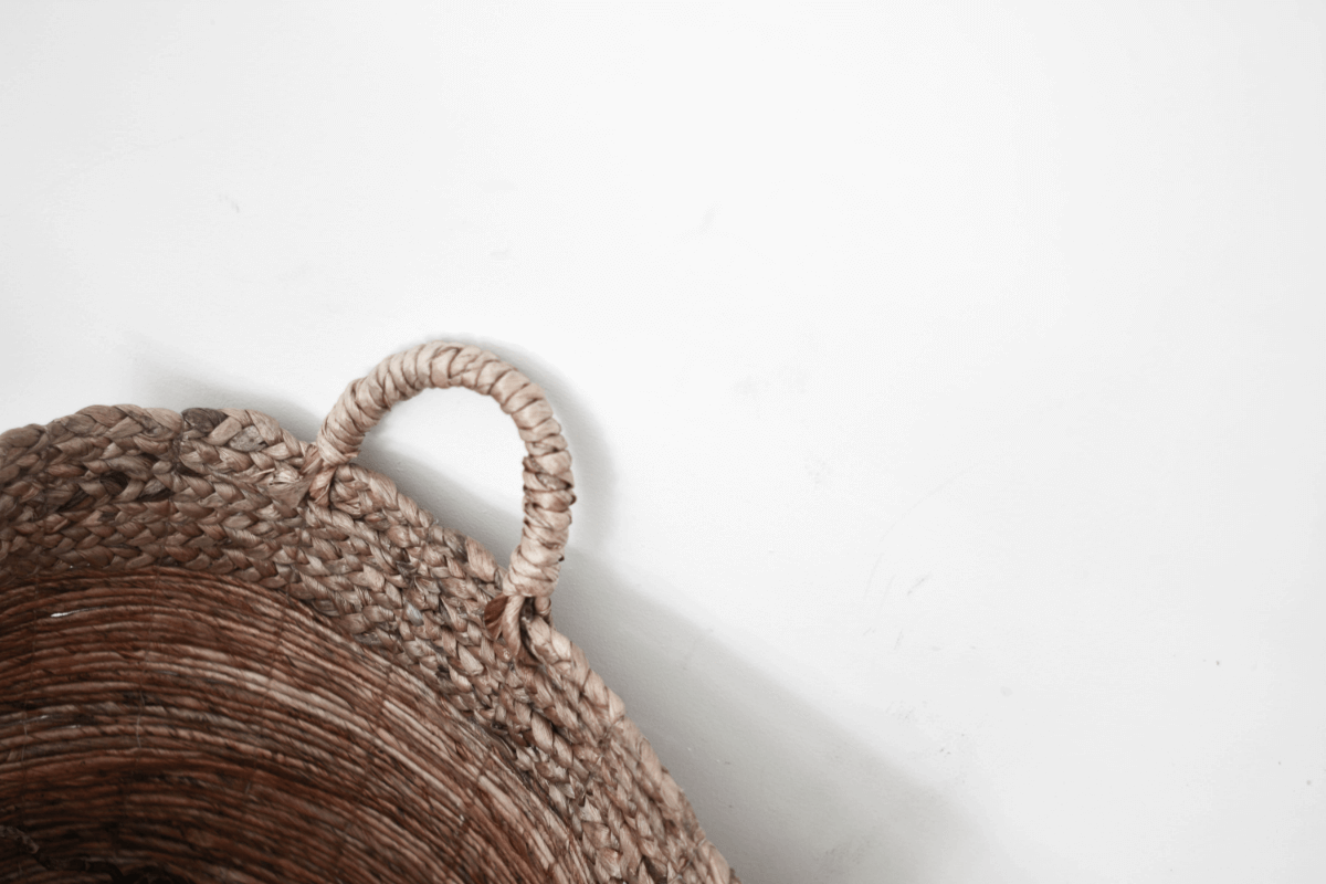 Woven basket decor at villa.